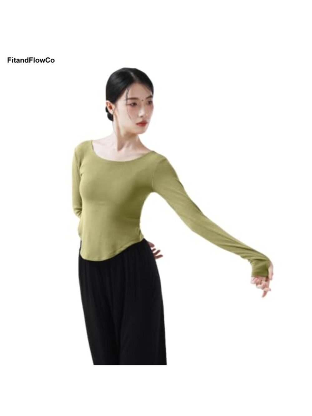 Women's Ballet Wrap Top Long Sleeve Dance Shirt Modal Yoga Workout Crop - Picture 5 of 6